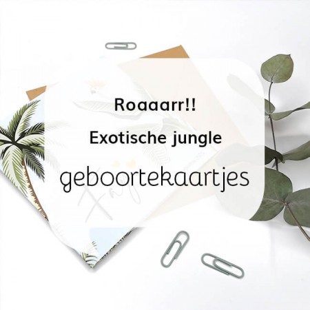 Exotische jungle geboortekaartjes