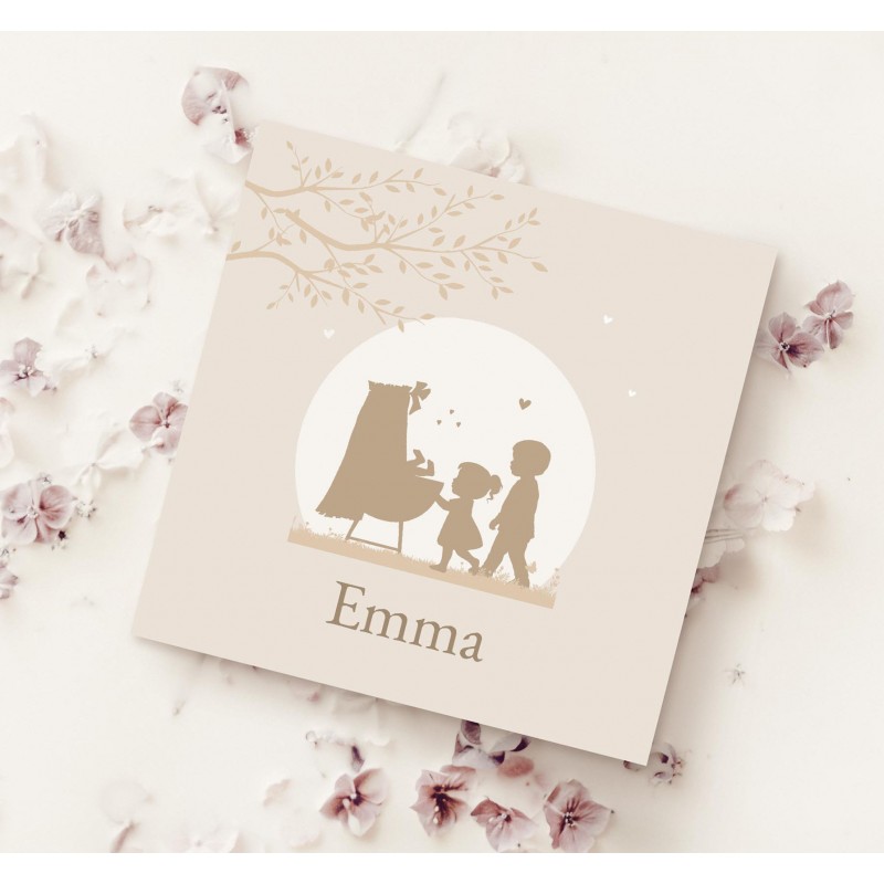 Geboortekaartje 3e kindje zus en broer