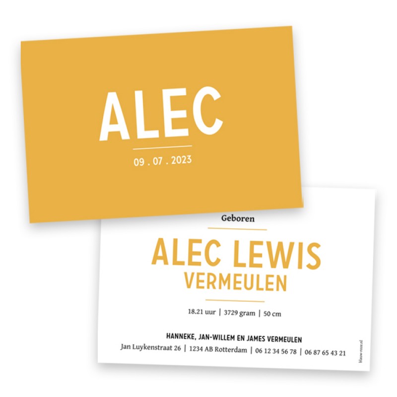 Geboortekaartje Alec