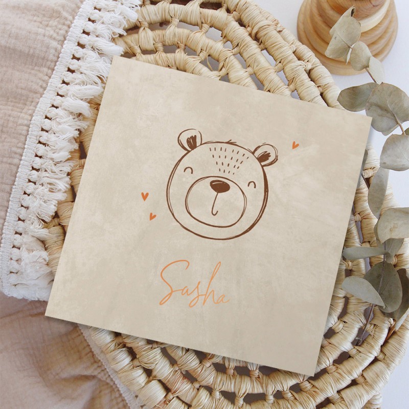 Geboortekaartje Beige met beertje