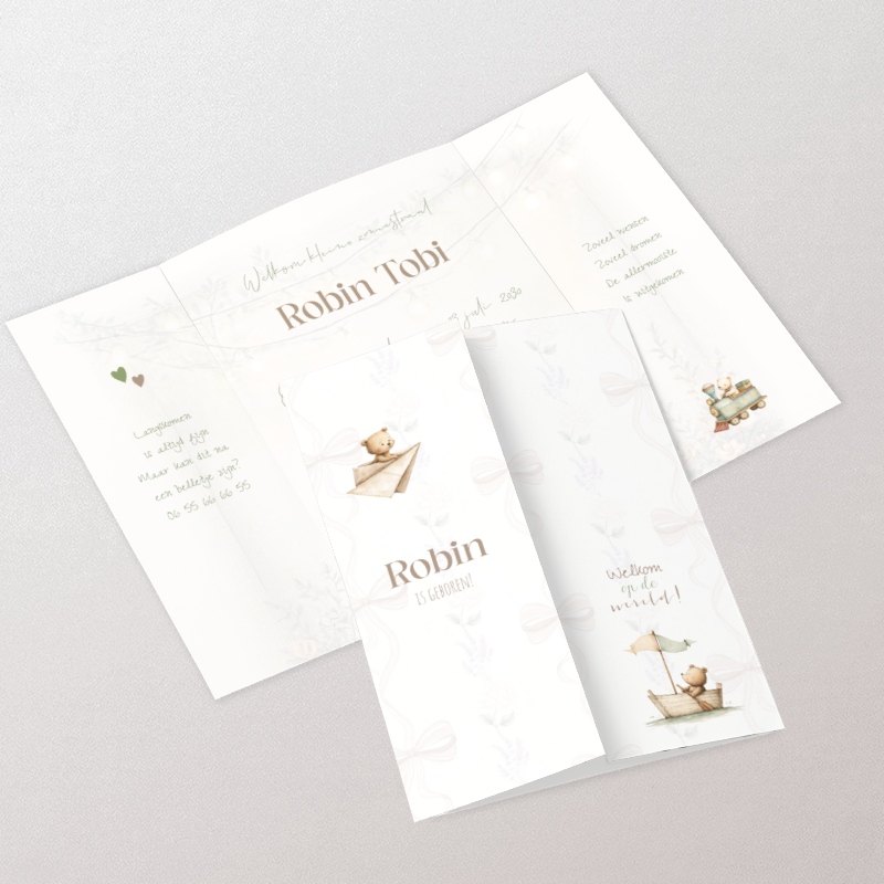 Geboortekaartje beren luikvouw