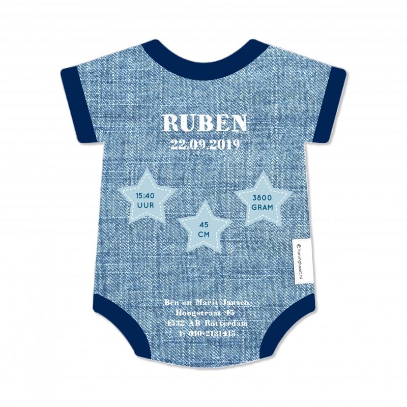 Geboortekaartje Blauw rompertje Geboortekaartje Blauw rompertje