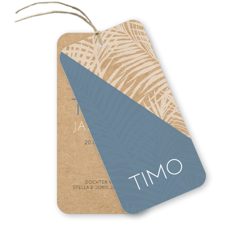 Geboortekaartje Botanisch kraft label Timo Geboortekaartje Botanisch kraft label Timo
