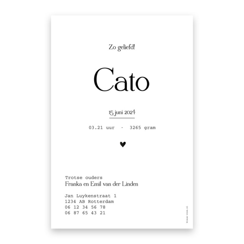 Geboortekaartje Cato Geboortekaartje Cato