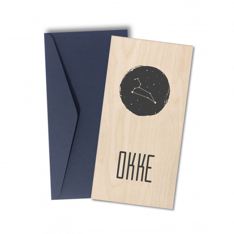 Geboortekaartje Echt hout Okke Geboortekaartje Echt hout Okke
