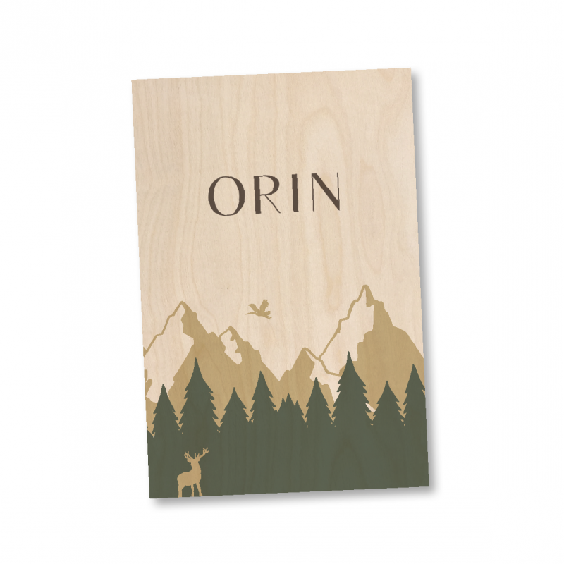 Geboortekaartje Echt Hout Orin Geboortekaartje Echt Hout Orin