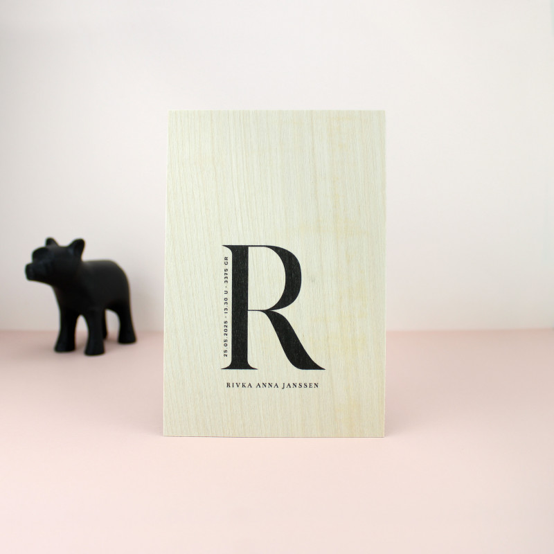 Geboortekaartje Echt houten meisjeskaartje Geboortekaartje Echt houten meisjeskaartje