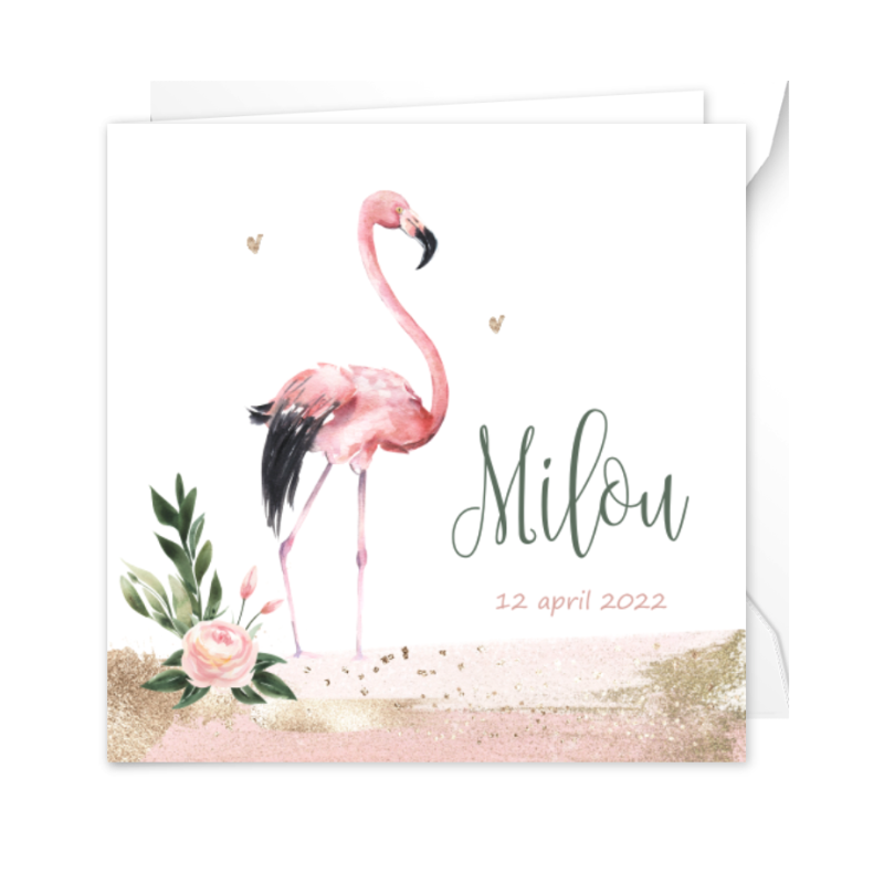 Geboortekaartje Flamingo kaartje