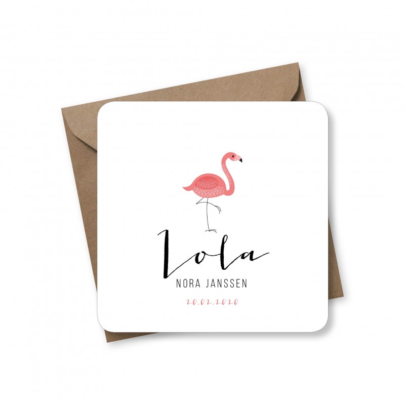 Geboortekaartje Flamingo Lola Geboortekaartje Flamingo Lola