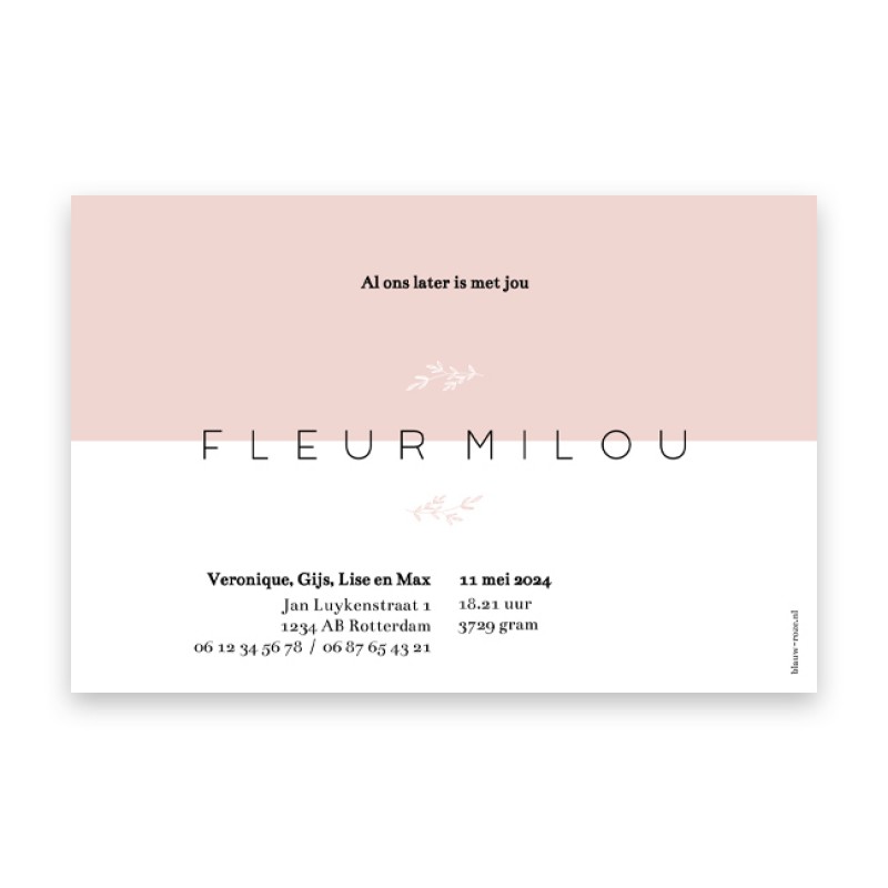 Geboortekaartje Fleur Geboortekaartje Fleur