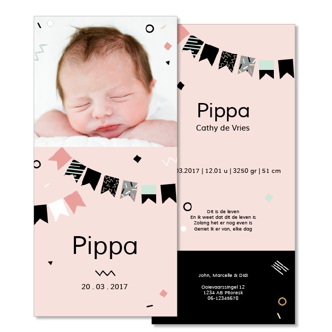 Geboortekaartje Fotokaartje | Pippa Geboortekaartje Fotokaartje | Pippa