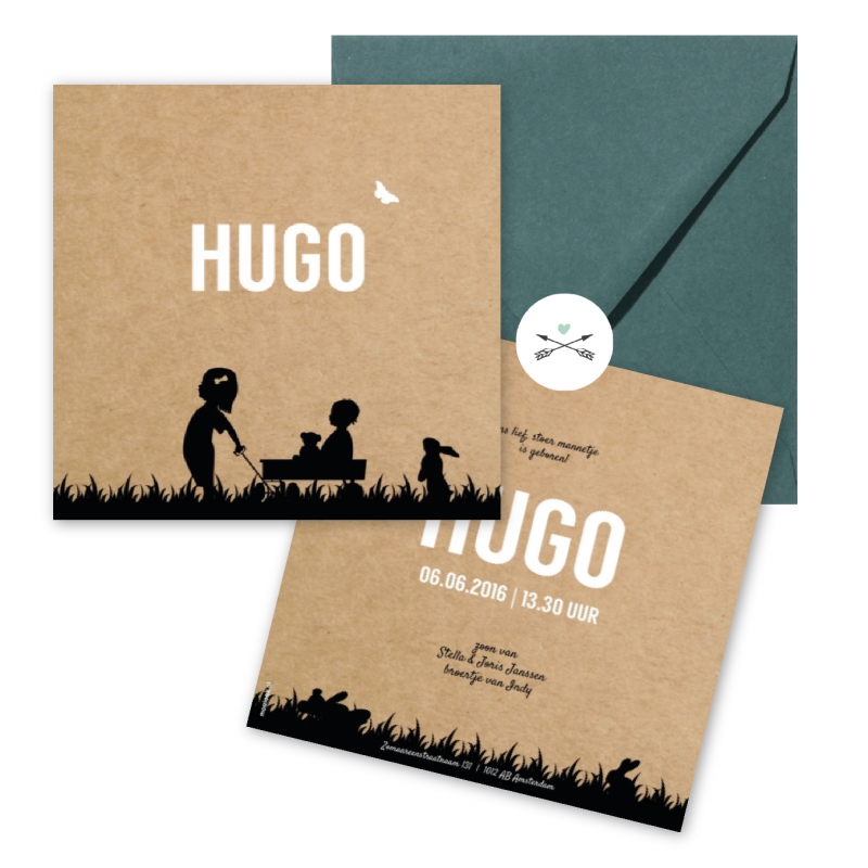 Geboortekaartje Geboortekaart - Hugo Geboortekaartje Geboortekaart - Hugo