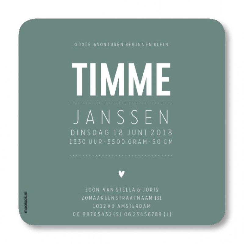 Geboortekaartje Geboortekaart - Timme Geboortekaartje Geboortekaart - Timme