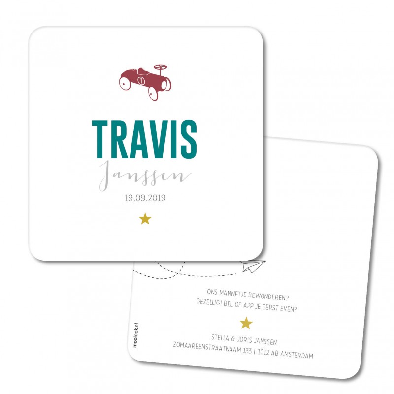 Geboortekaartje Geboortekaart - Travis Geboortekaartje Geboortekaart - Travis