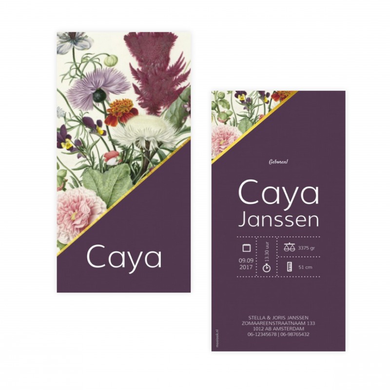 Geboortekaartje Geboortekaartje - Caya Geboortekaartje Geboortekaartje - Caya
