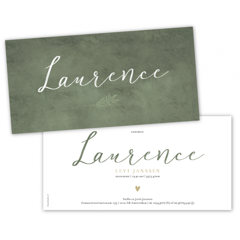 Geboortekaartje Geboortekaartje Laurence Geboortekaartje Geboortekaartje Laurence