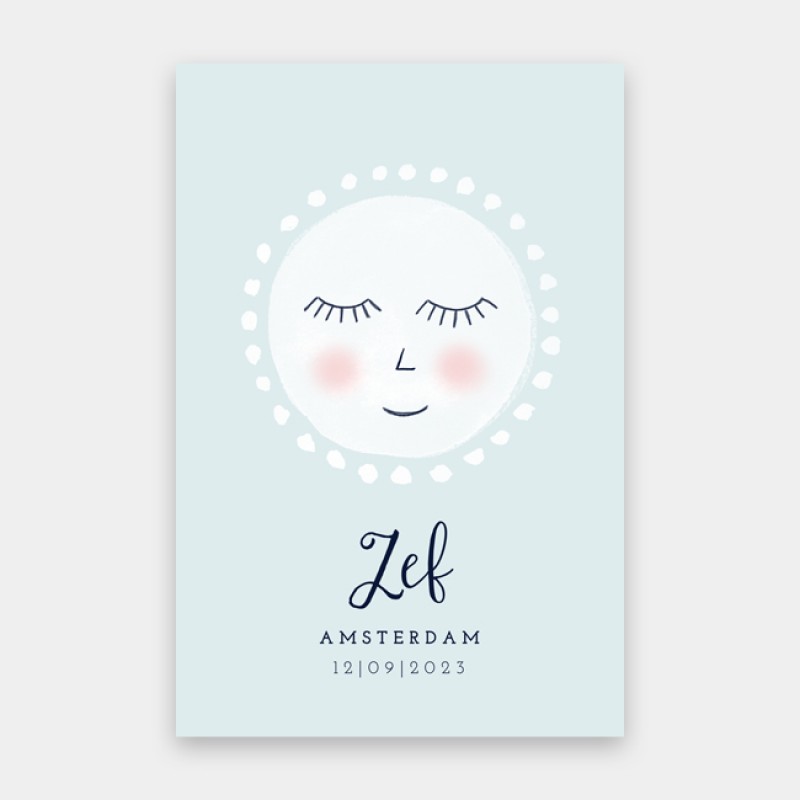 Geboortekaartje Geschilderde zon Geboortekaartje Geschilderde zon