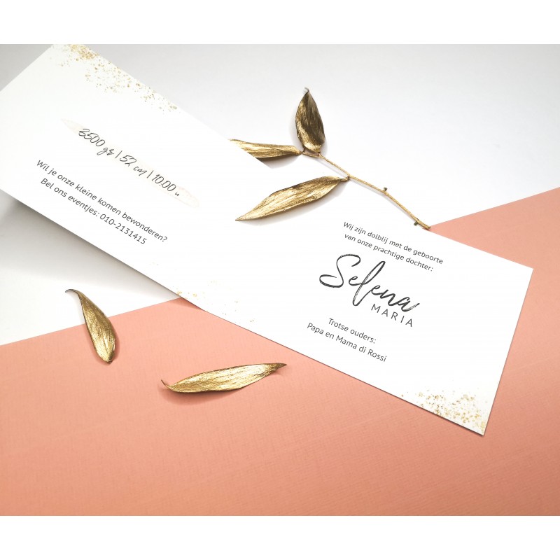 Geboortekaartje Gouden spetters Geboortekaartje Gouden spetters
