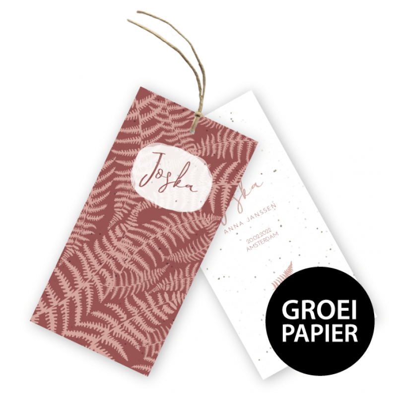 Geboortekaartje Groeipapier label Joska Geboortekaartje Groeipapier label Joska