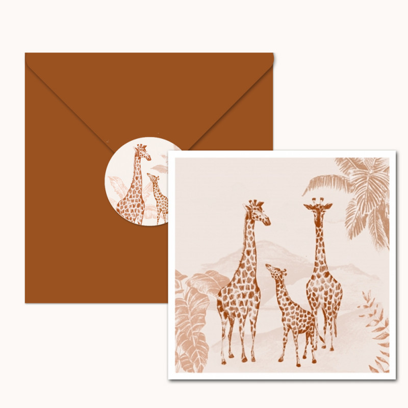 Geboortekaartje Handgetekende giraffen Geboortekaartje Handgetekende giraffen