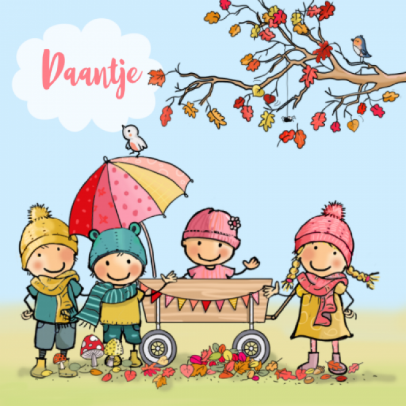 Geboortekaartje herfst - gezin 4de kindje Geboortekaartje herfst - gezin 4de kindje