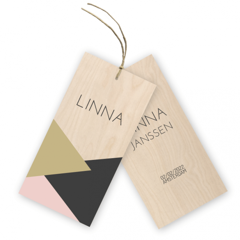 Geboortekaartje Hout geboortelabel Linna Geboortekaartje Hout geboortelabel Linna
