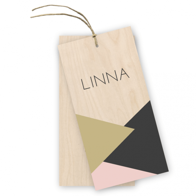 Geboortekaartje Hout geboortelabel Linna Geboortekaartje Hout geboortelabel Linna
