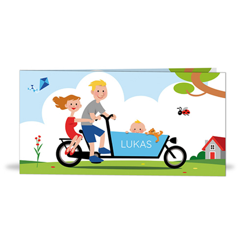 Geboortekaartje illustratie bakfiets