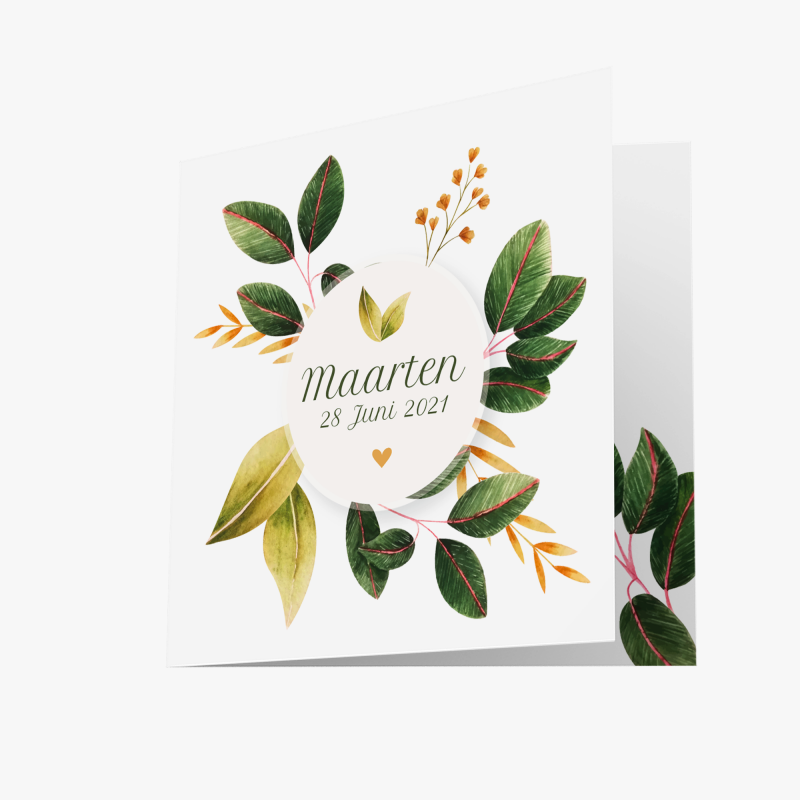 Geboortekaartje Kaart met bloemenkrans Geboortekaartje Kaart met bloemenkrans