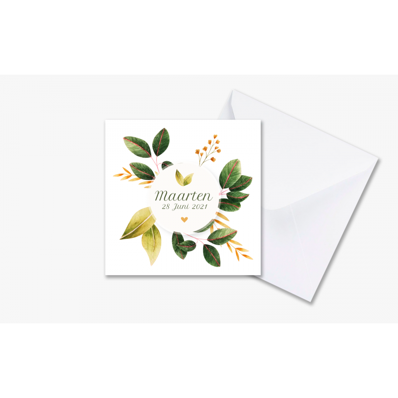 Geboortekaartje Kaart met bloemenkrans Geboortekaartje Kaart met bloemenkrans
