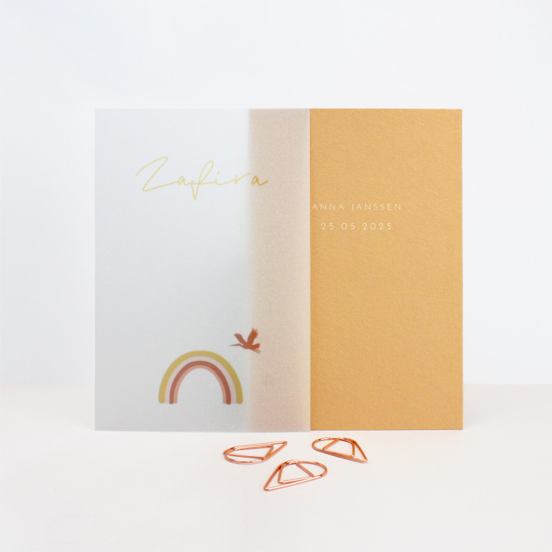 Geboortekaartje Kalkpapier regenboog Geboortekaartje Kalkpapier regenboog