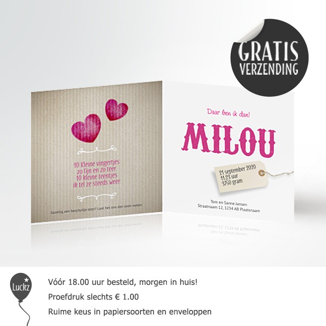 Geboortekaartje Kraft papier geboortekaart Geboortekaartje Kraft papier geboortekaart