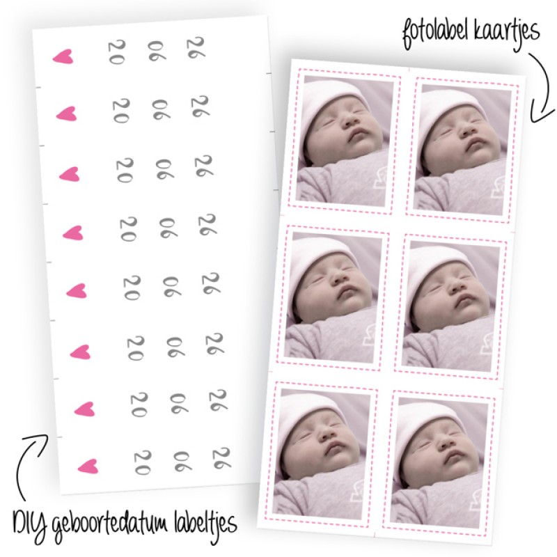 Geboortekaartje Krijtbord met labeltjes