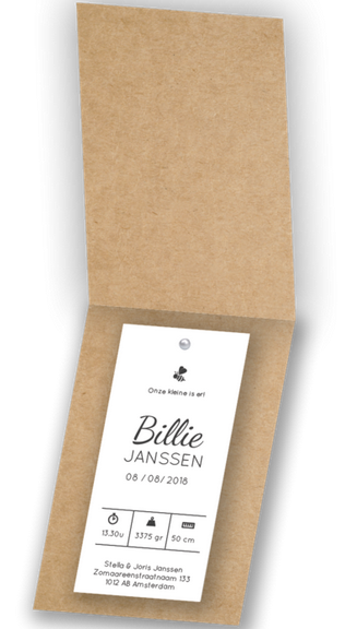 Geboortekaartje Label kaartje - Billie Geboortekaartje Label kaartje - Billie