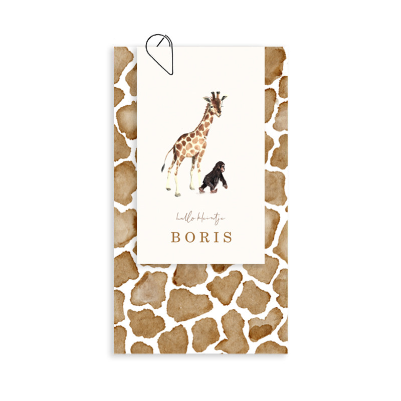 Geboortekaartje Labels giraffe