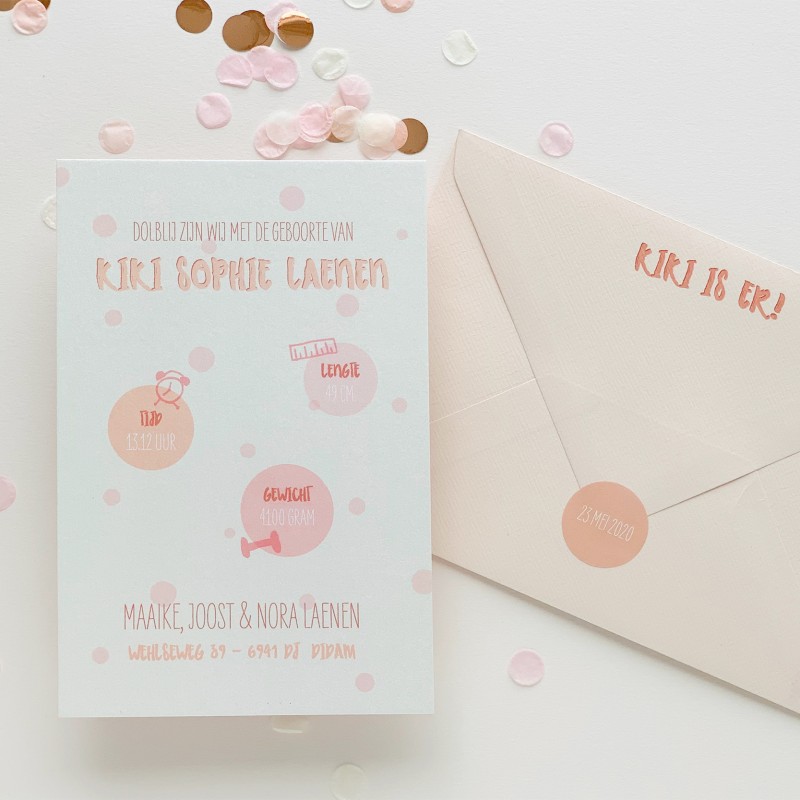 Geboortekaartje Met échte confetti Geboortekaartje Met échte confetti