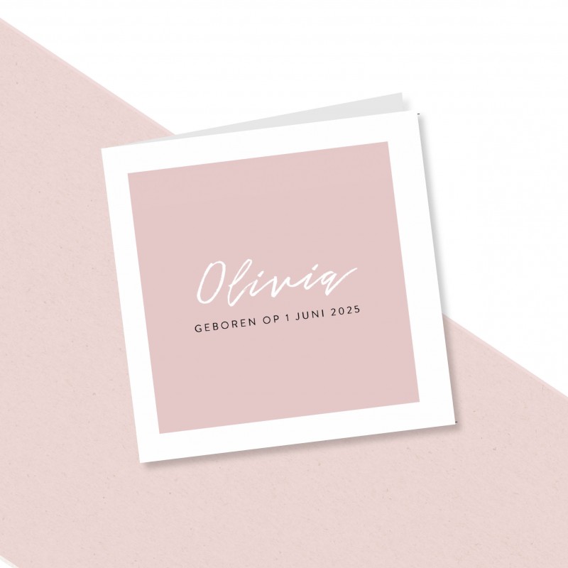 Geboortekaartje Minimalistisch roze Geboortekaartje Minimalistisch roze