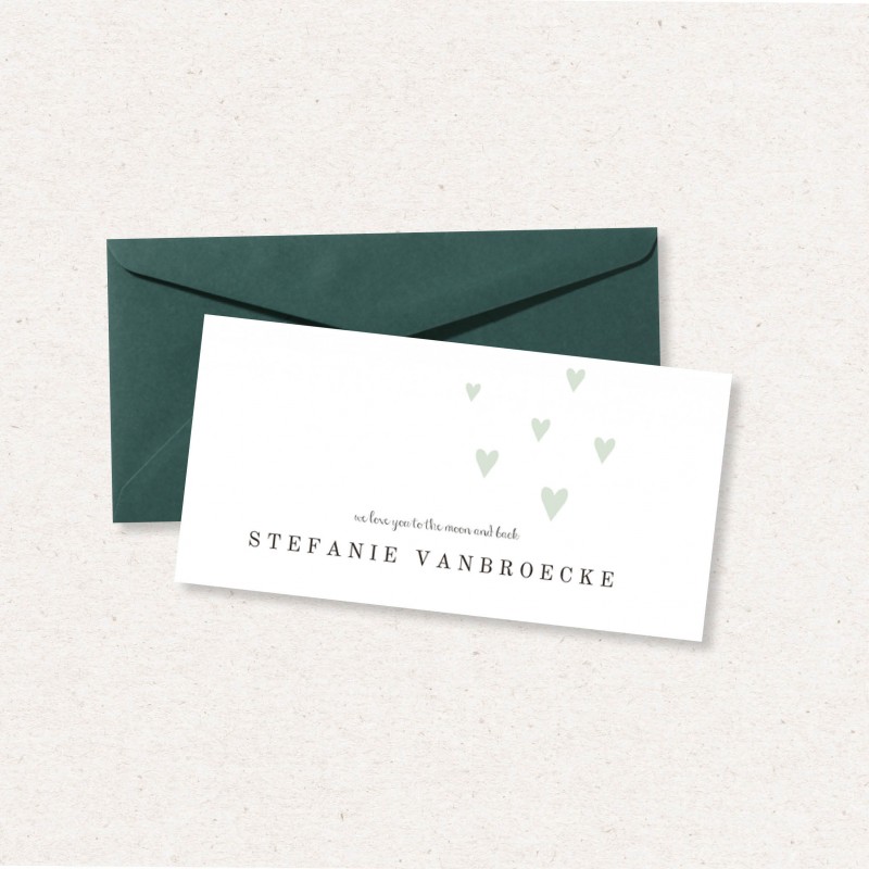 Geboortekaartje Mint kleurige hartjes Geboortekaartje Mint kleurige hartjes