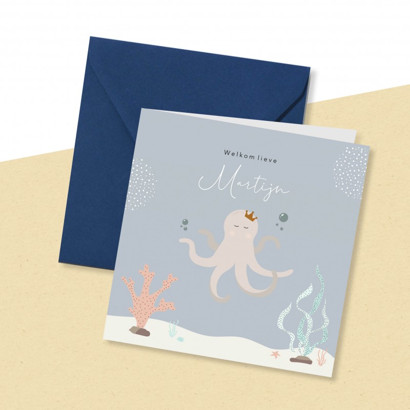 Geboortekaartje Octopus onderwater Geboortekaartje Octopus onderwater