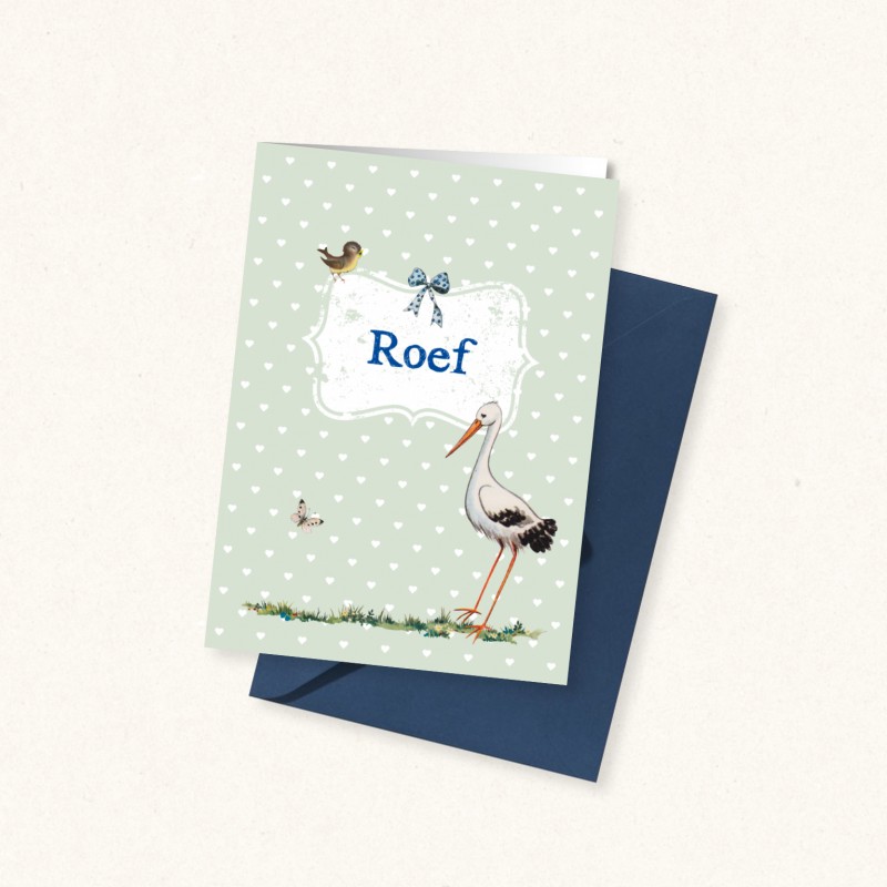 Geboortekaartje Ooievaar en etiket Geboortekaartje Ooievaar en etiket