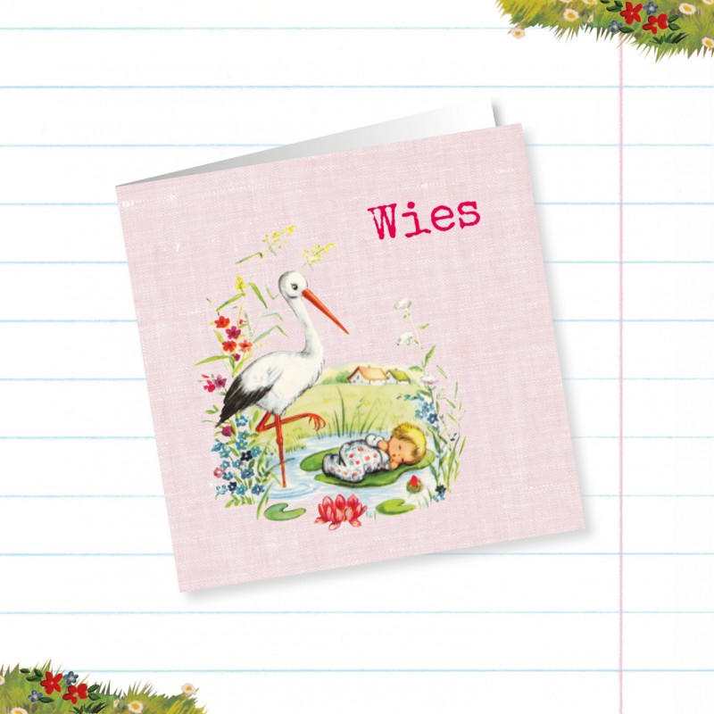Geboortekaartje Ooievaar met meisje Geboortekaartje Ooievaar met meisje