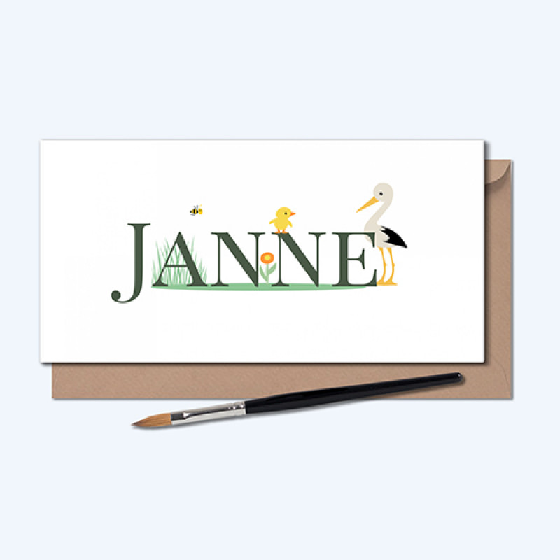 Geboortekaartje ooievaar typografie Geboortekaartje ooievaar typografie