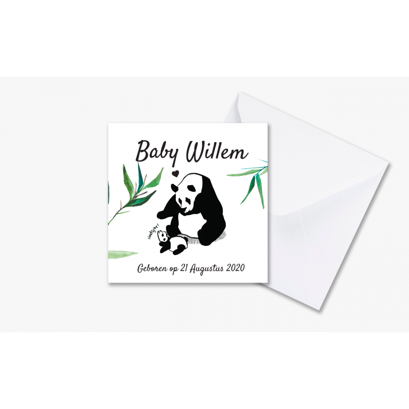 Geboortekaartje Pandabeer kaart unisex