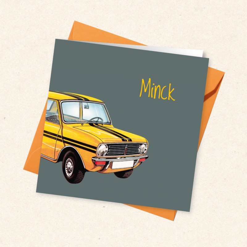 Geboortekaartje Retro met gele auto Geboortekaartje Retro met gele auto