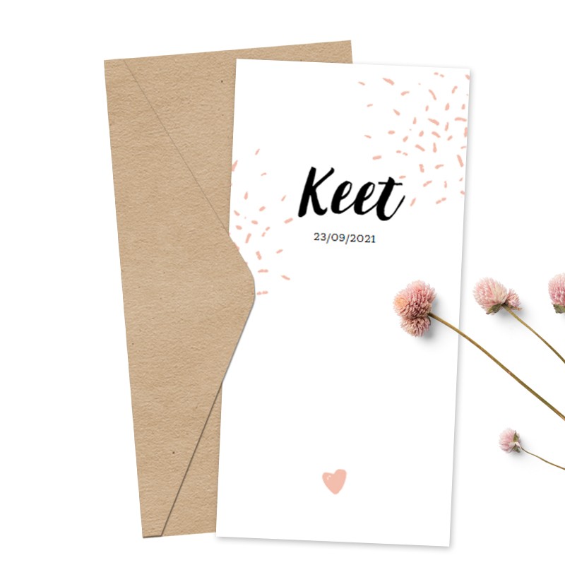 Geboortekaartje Roze confetti Geboortekaartje Roze confetti