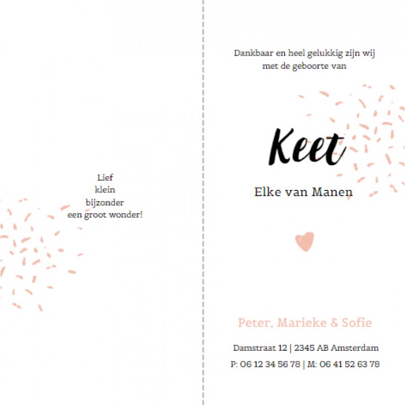 Geboortekaartje Roze confetti Geboortekaartje Roze confetti
