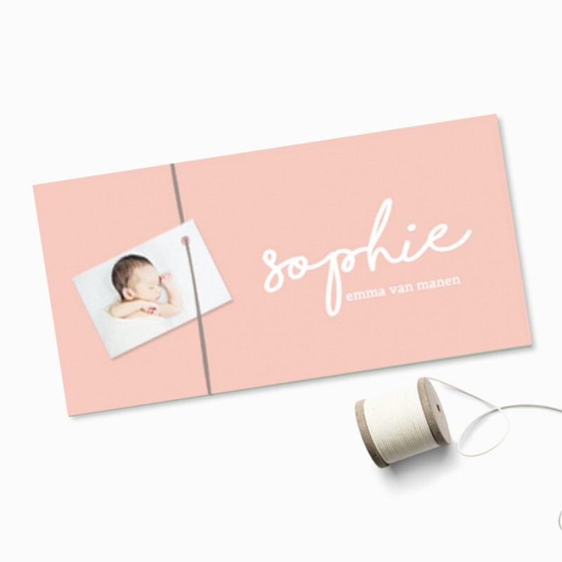 Geboortekaartje Roze fotokaartje Geboortekaartje Roze fotokaartje