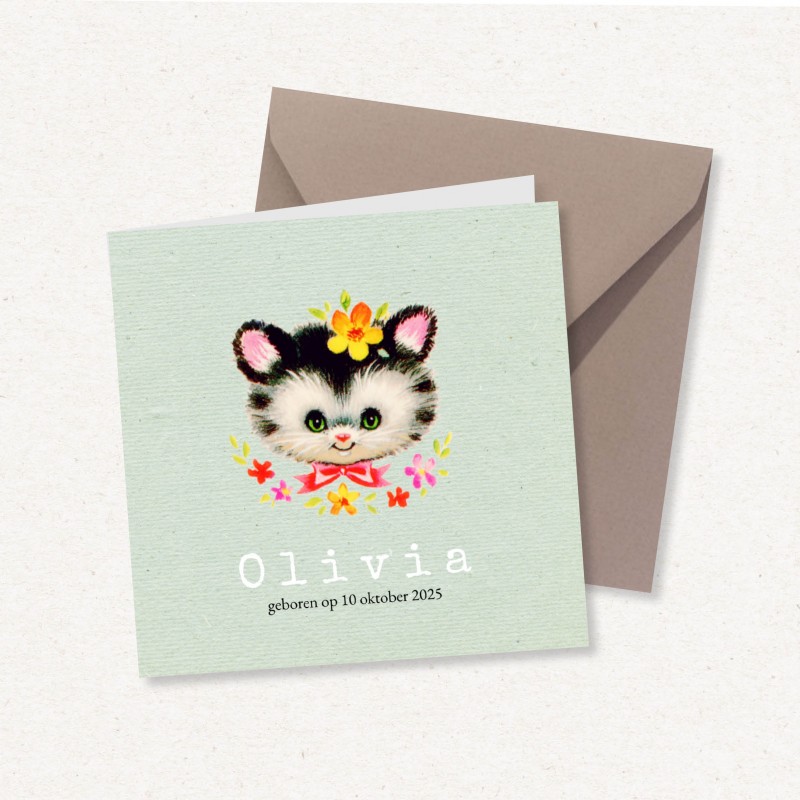 Geboortekaartje Schattig katje Geboortekaartje Schattig katje