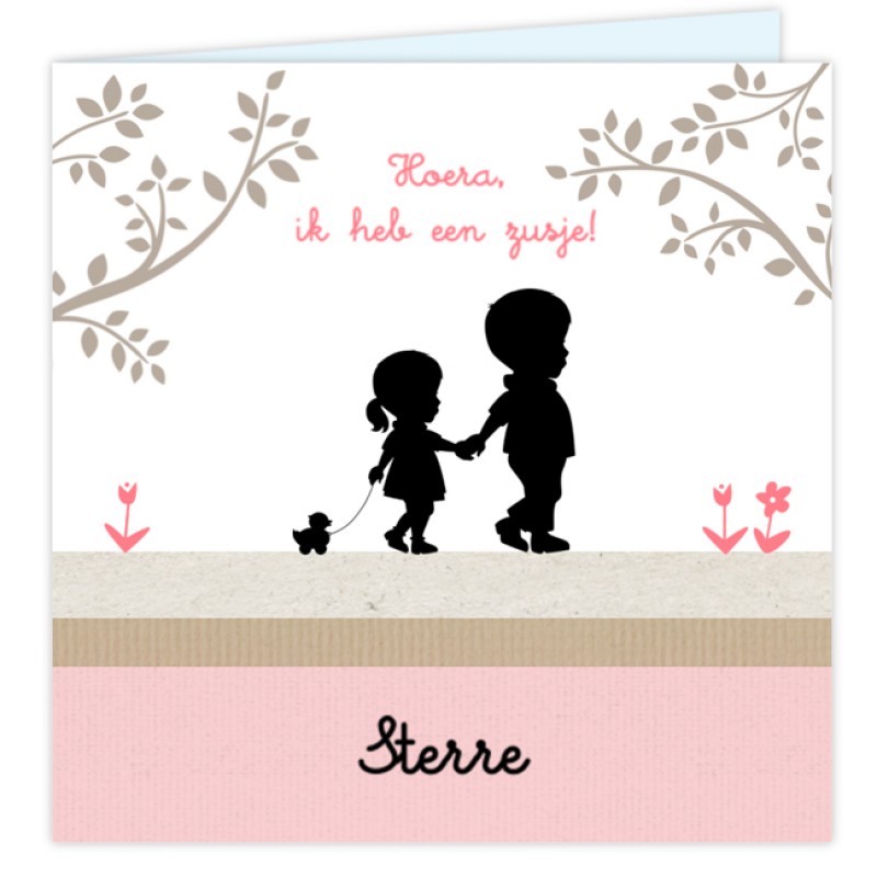 Geboortekaartje Silhouet broertje-zusje Geboortekaartje Silhouet broertje-zusje
