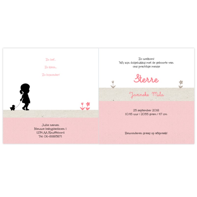 Geboortekaartje Silhouet broertje-zusje Geboortekaartje Silhouet broertje-zusje